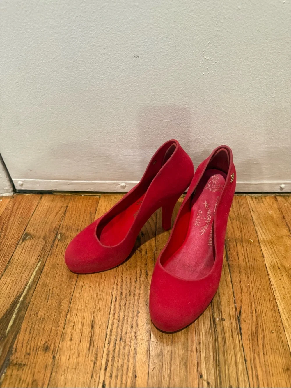 Vivienne Westwood x Melissa size 8 comfy Red Round-Toe High Heels